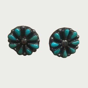 Authentic Native American Turquoise and Silver Stud Earrings
